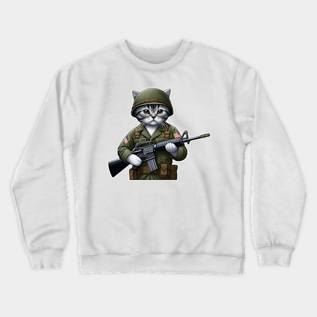 Tactical Cat Crewneck Sweatshirt by Rawlifegraphic